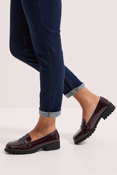 Dorothy Perkins Wide Fit Leoni Chunky Loafers Oxblood