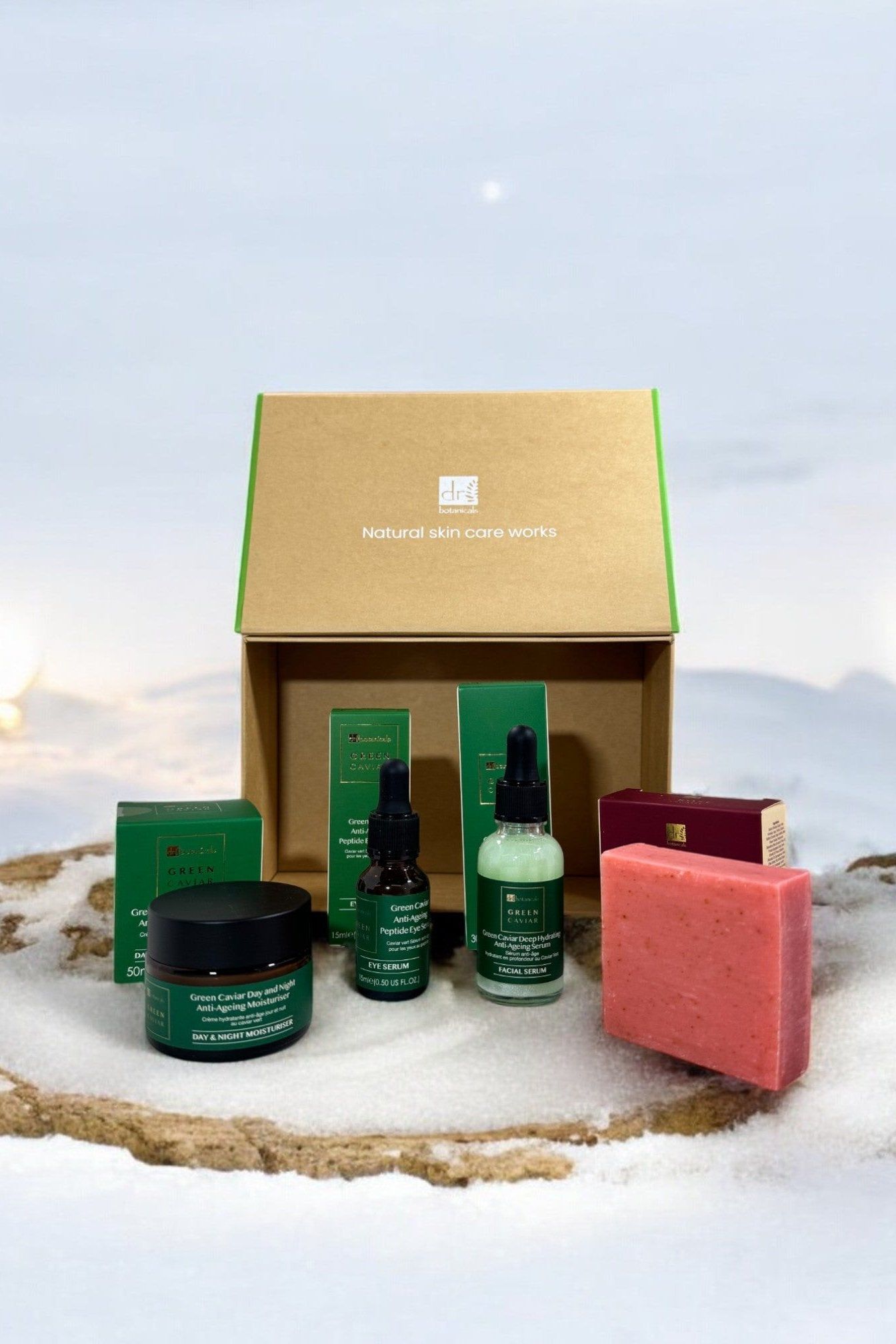 Dr. Botanicals Anti-Ageing Green Caviar Morning Skincare Summer Season Gift Set image 1