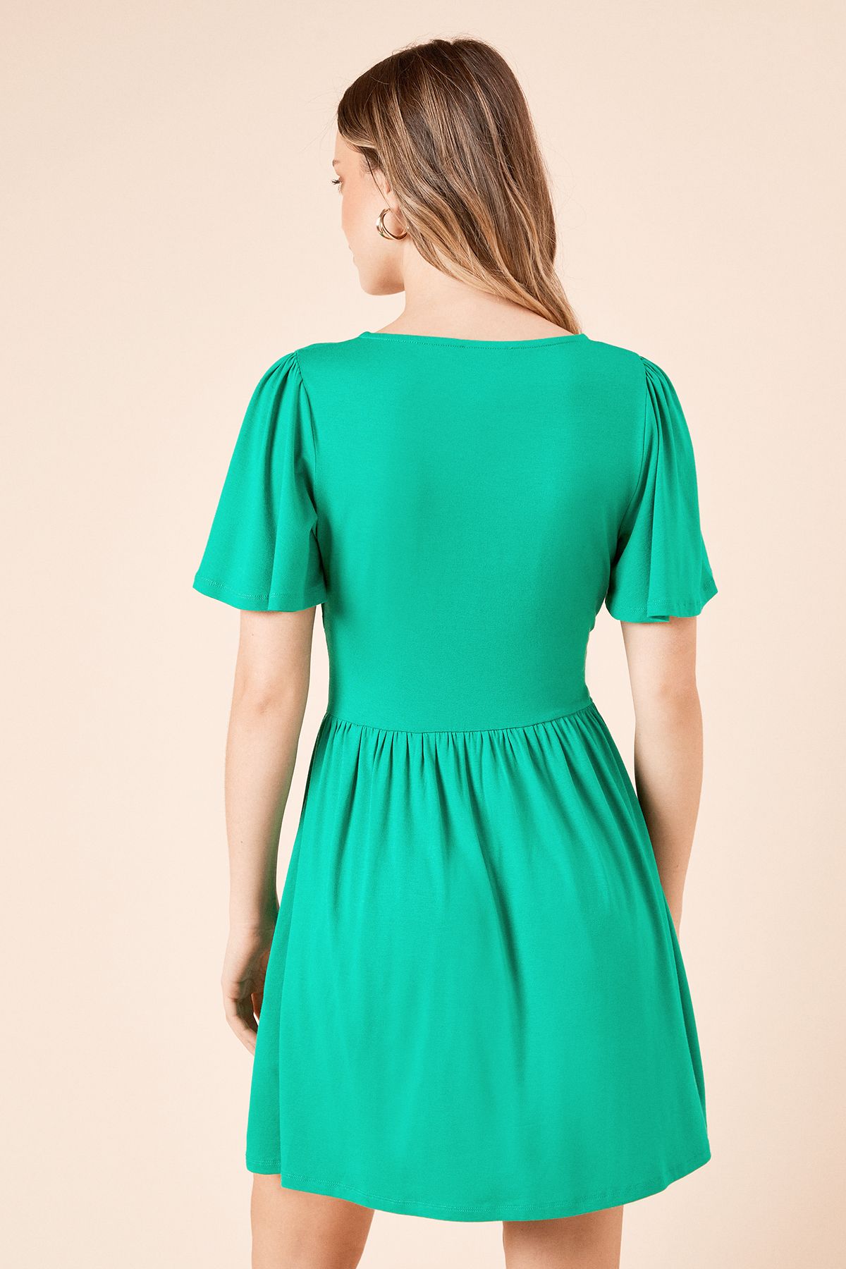 Dorothy Perkins Tie Front Jersey Mini Dress Green image 4
