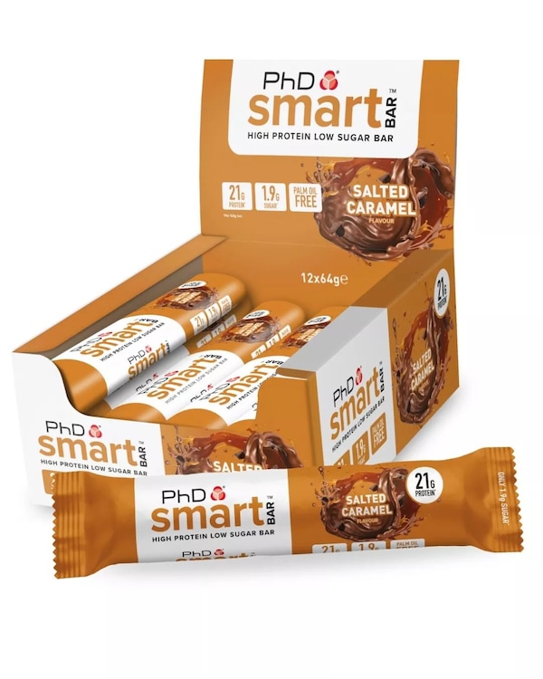 PhD Nutrition Smart Bar HFSS Salted Caramel 64g Protein Bar - 12 Pack