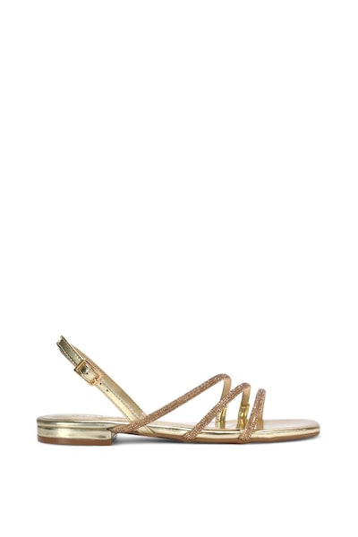 XY London 'Abigale' Strappy Diamante Flat Slingback Sandals With Buckle