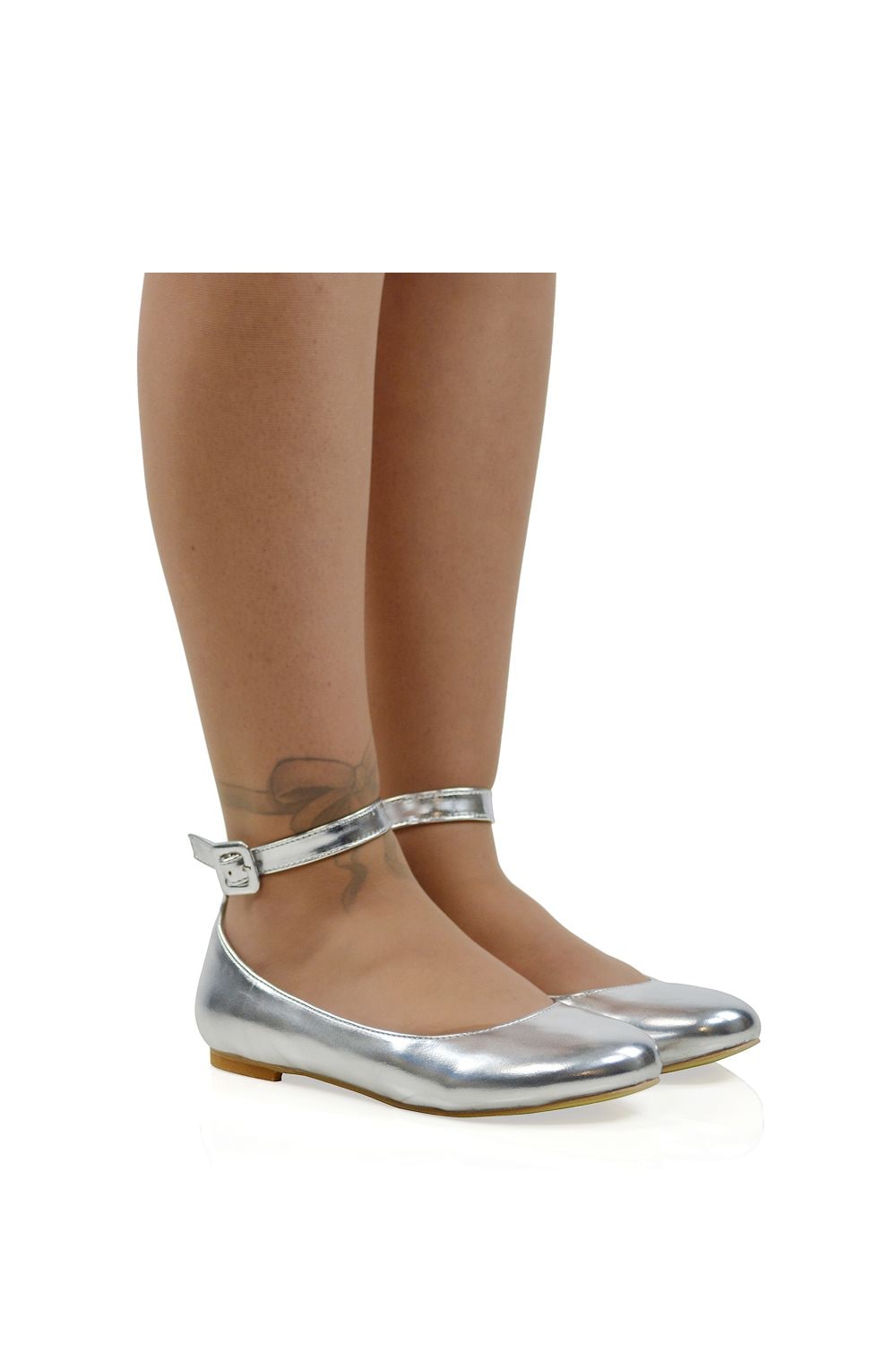 XY London 'Kimmie' Flat Ballerina Pump Shoes with Ankle Strap image 2