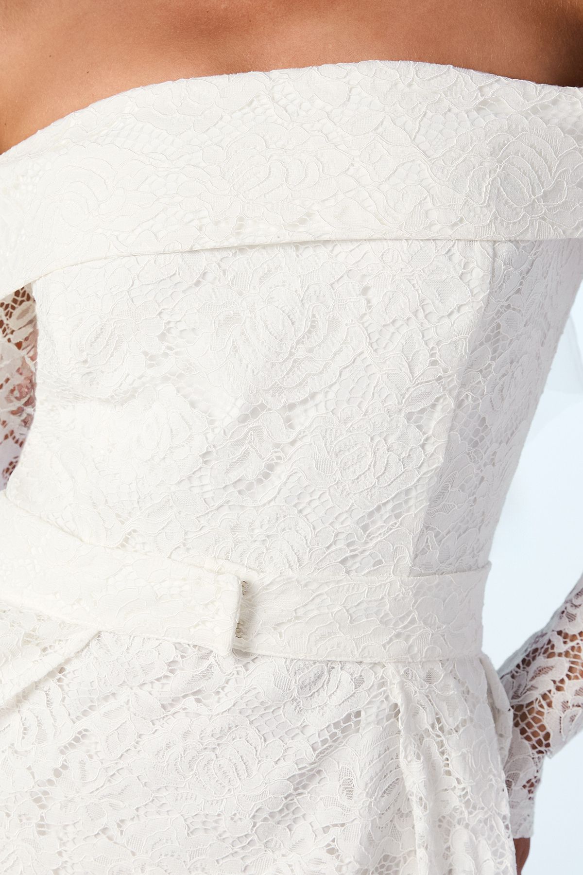 Coast Bardot Long Sleeve Lace Wedding Dress With Removeable Skirt Ivory image 5