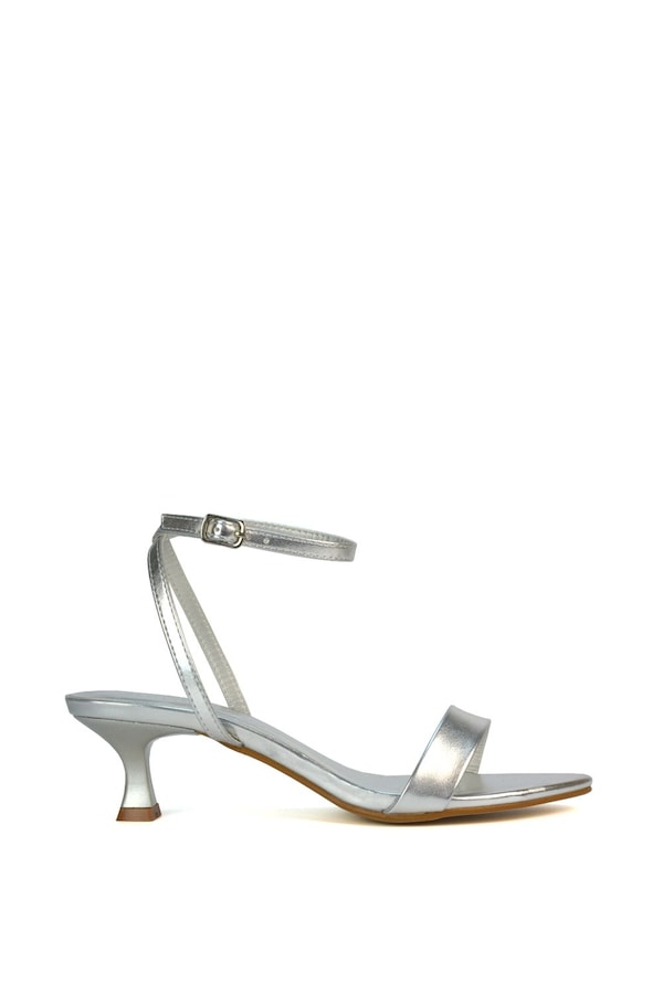 XY London 'Antonia' Kitten Low Heel Strappy Sandal Two Part Heeled Shoes