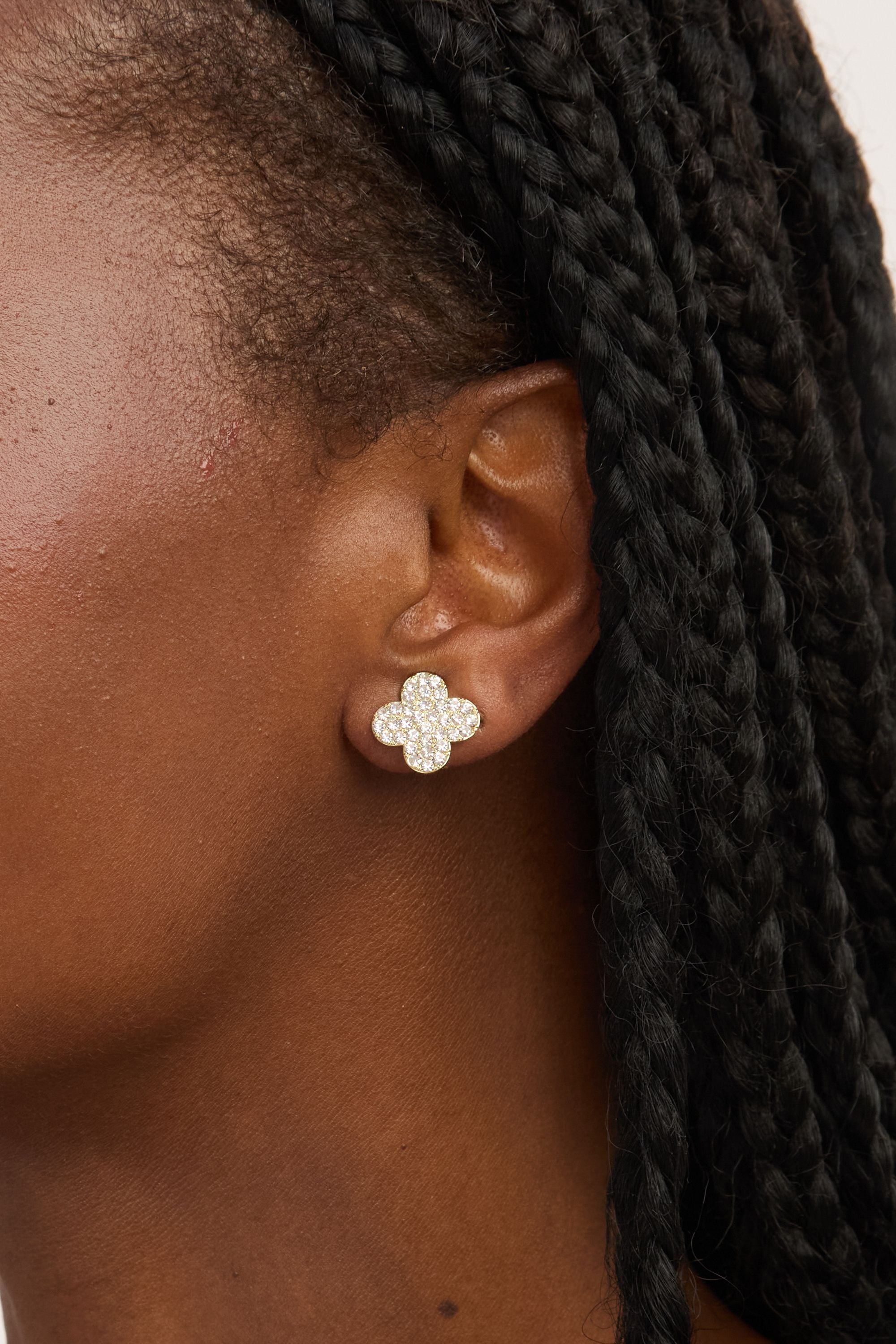 Jon Richard Gold Plated and Pave Clover Clip Earrings image 2