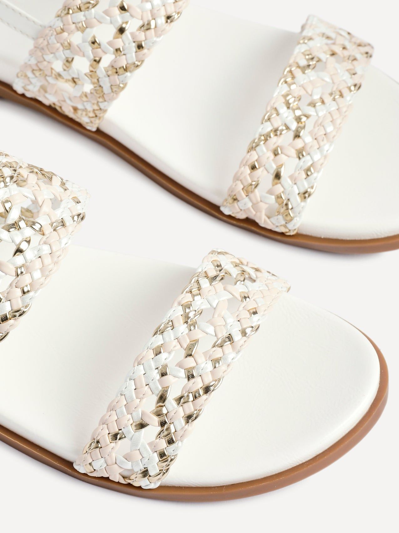 Linzi Galia White Faux Leather Handwoven Flat Sandals image 5