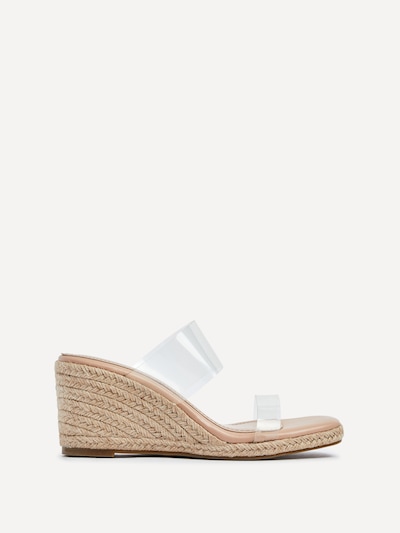 Linzi Amani Nude Perspex Double Strap Rope Wedge