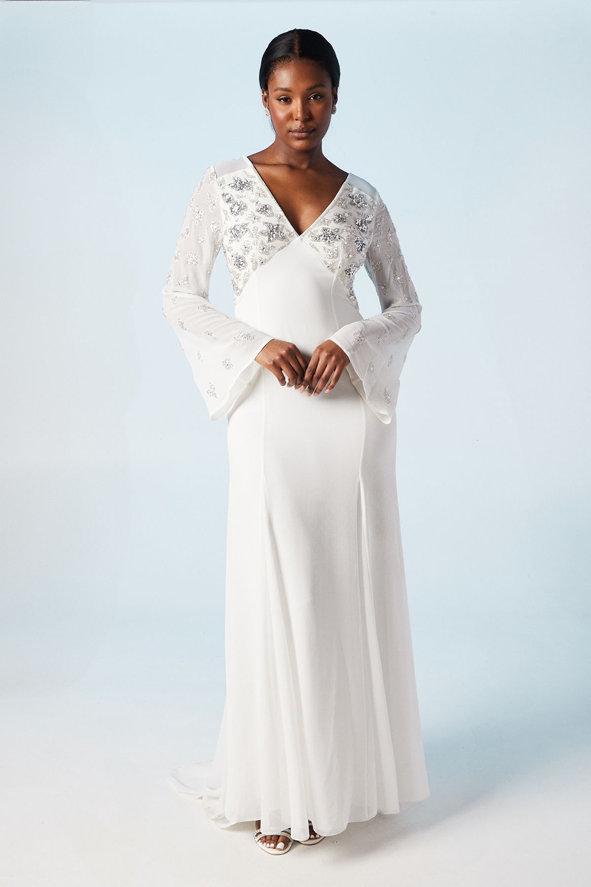 Coast Embellished Flare Sleeve Boho Wedding Dress Ivory image 1