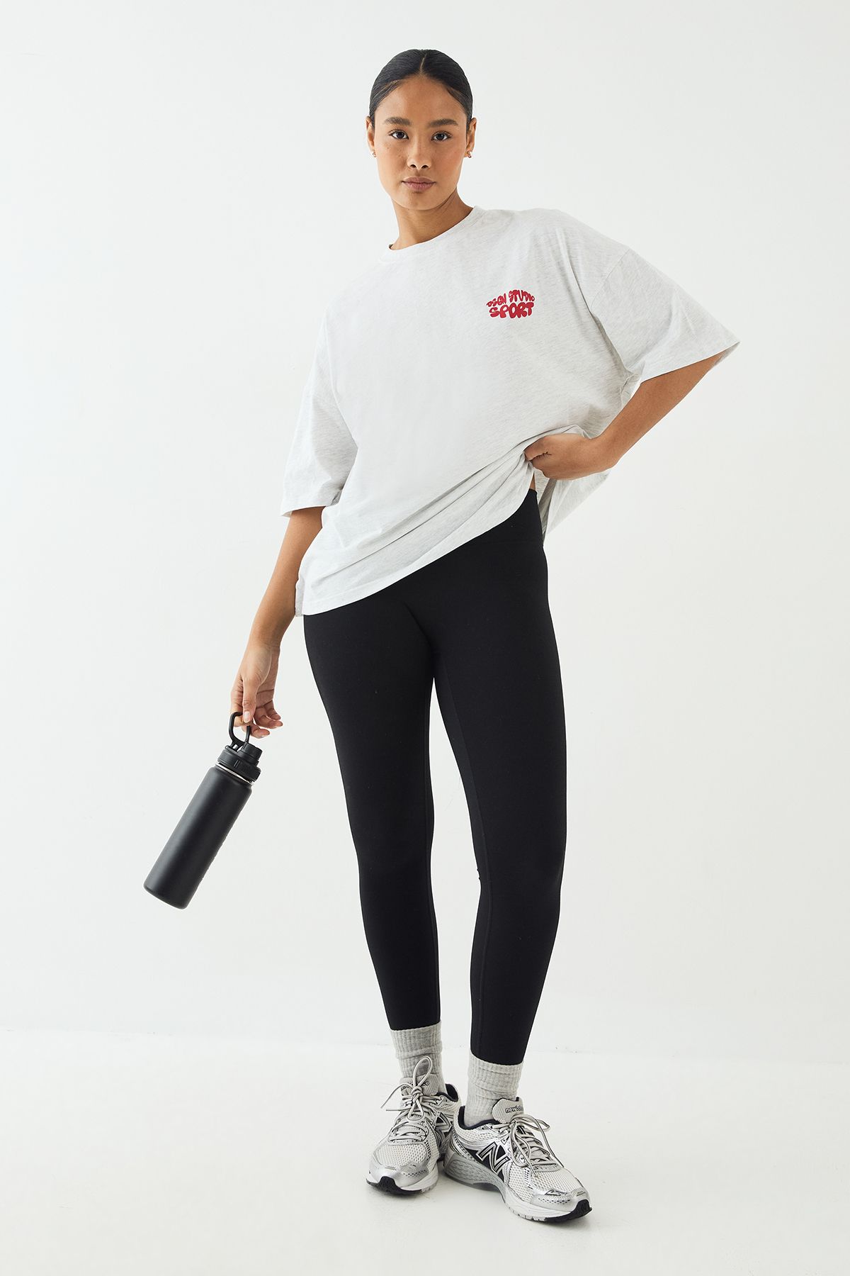 DSGN Studio DSGN Studio Sport Printed Oversized T-Shirt Ash Grey image 3