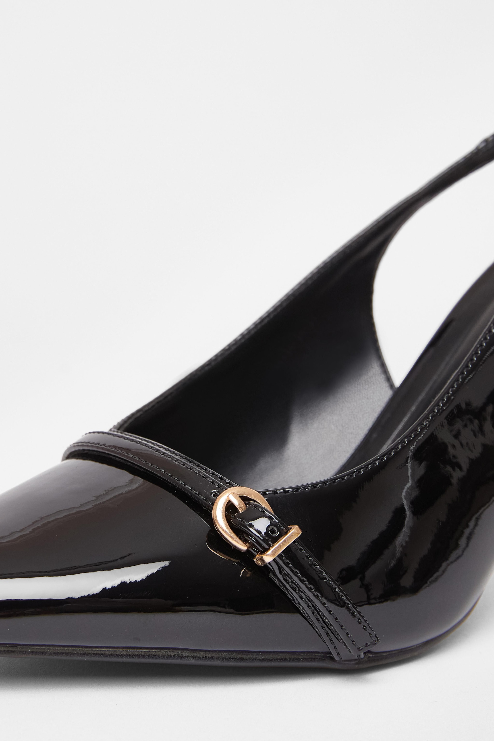 Quiz Black Wide Fit Slingback Court Heels image 4