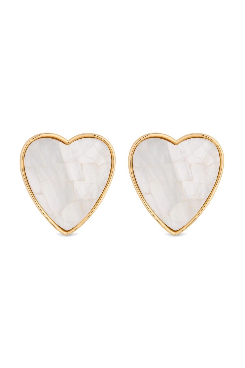 Jon Richard Gold Plated Mother Of Pearl Heart Stud Earrings image 1