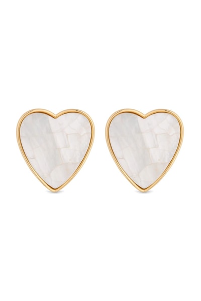 Jon Richard Gold Plated Mother Of Pearl Heart Stud Earrings