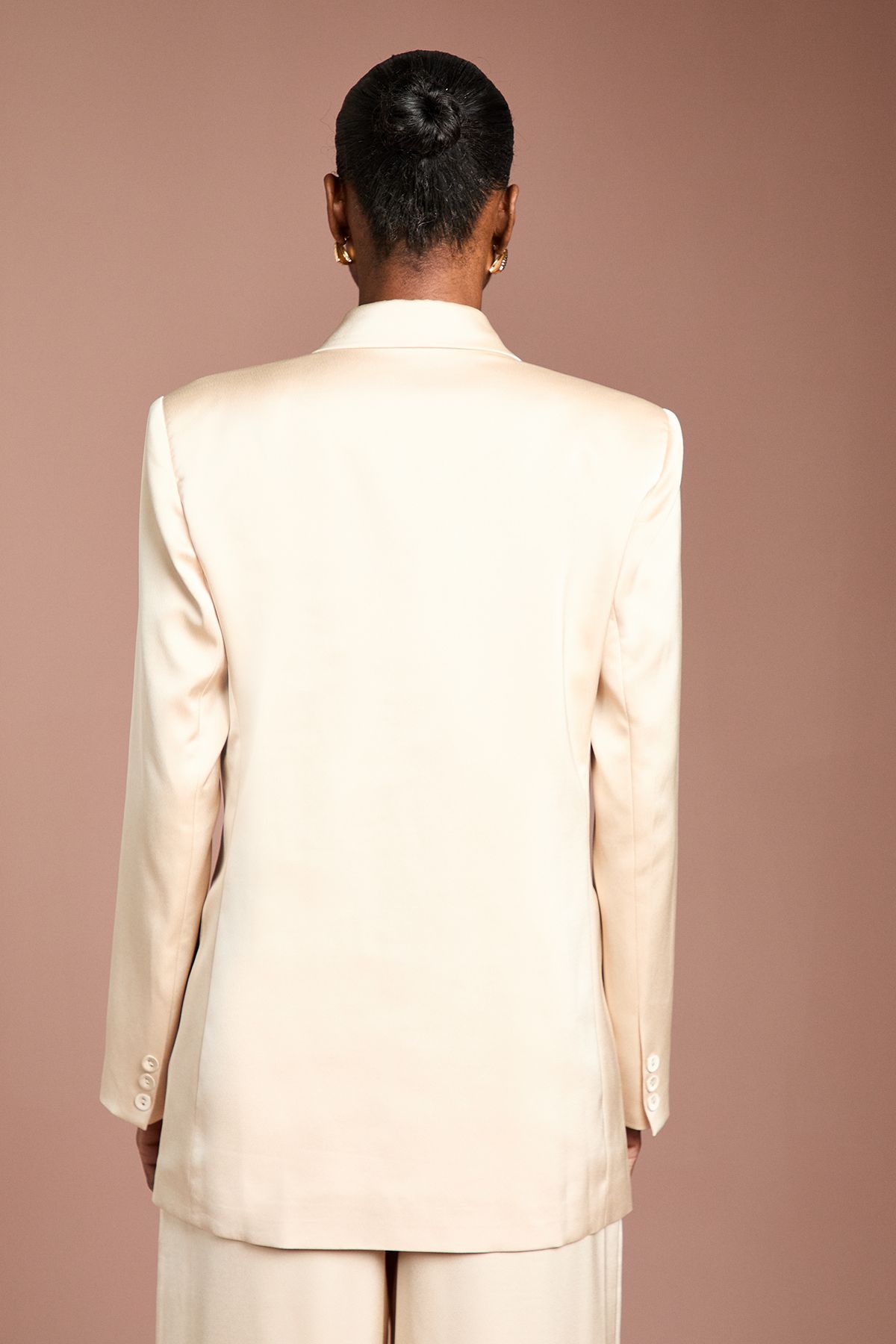 Coast Satin Double Breasted Blazer Champagne image 3
