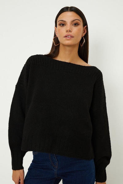 Oasis Cosy Slash Neck Jumper Black