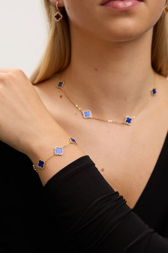 Jon Richard Gold Plated Lapis Clover Bracelet image 2