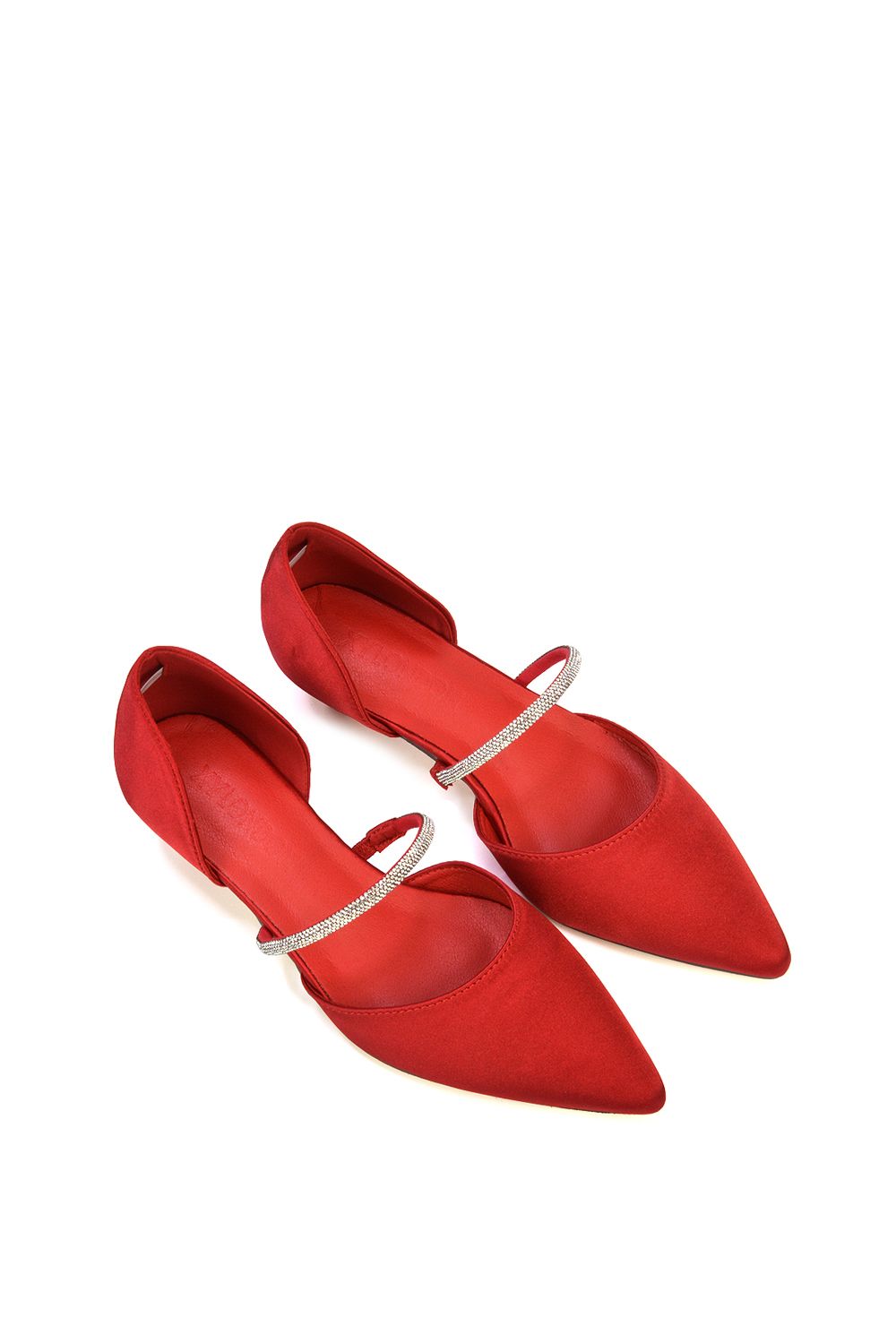 XY London 'Laura' Diamante Strap Kitten Heel Pointed Toe Court Shoes image 3