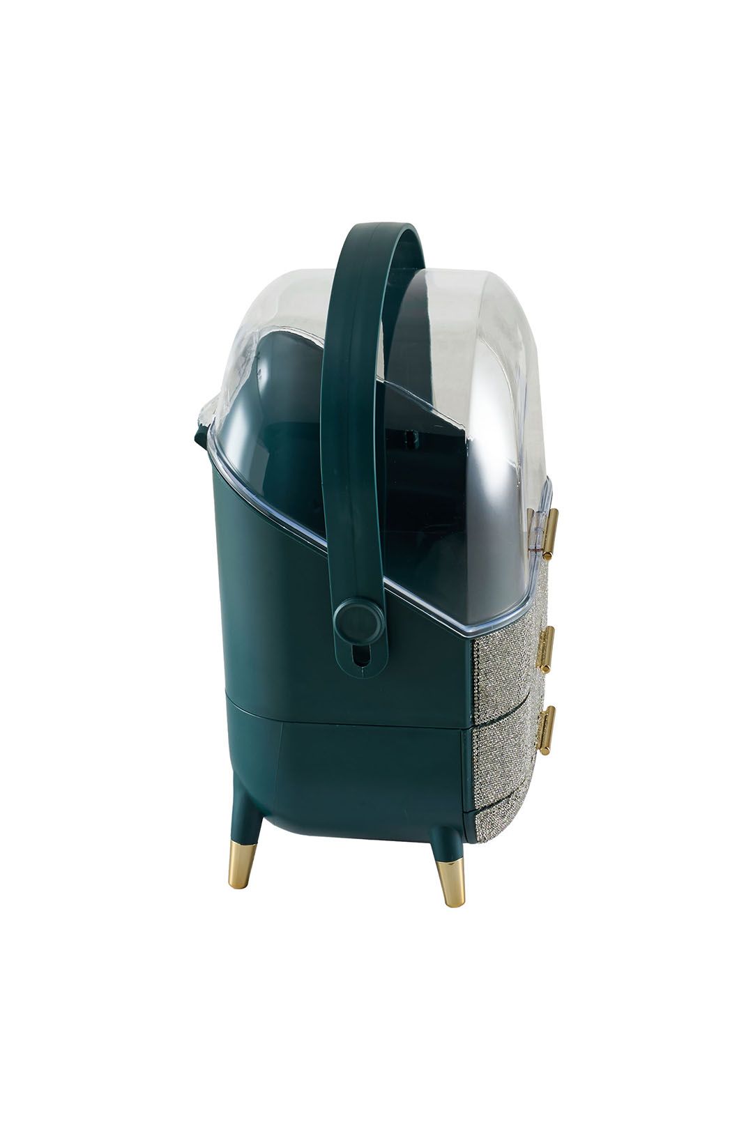 SHEONLY Countertop Portable Oval Makeup Storage Box with Transparent Cover image 6