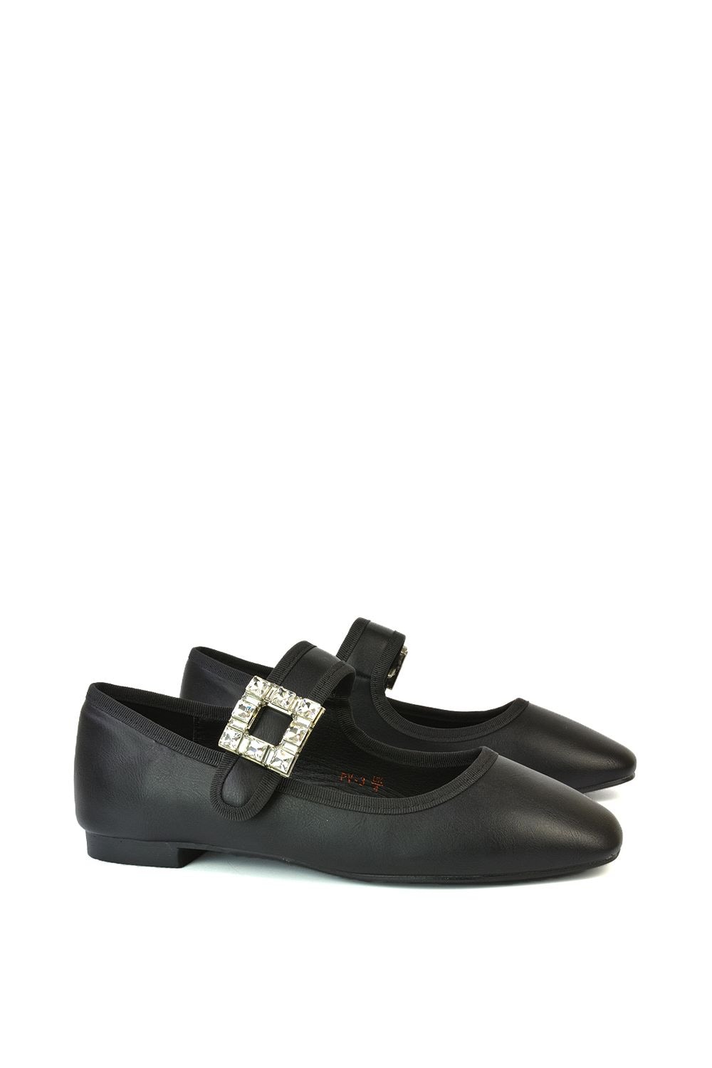 XY London 'Rhyse' Mary Jane Diamante Buckle Square Toe Pumps image 2