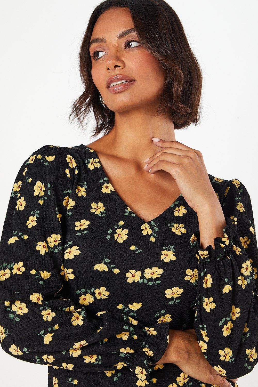 Dorothy Perkins Floral V Neck Midi Dress Floral image 2