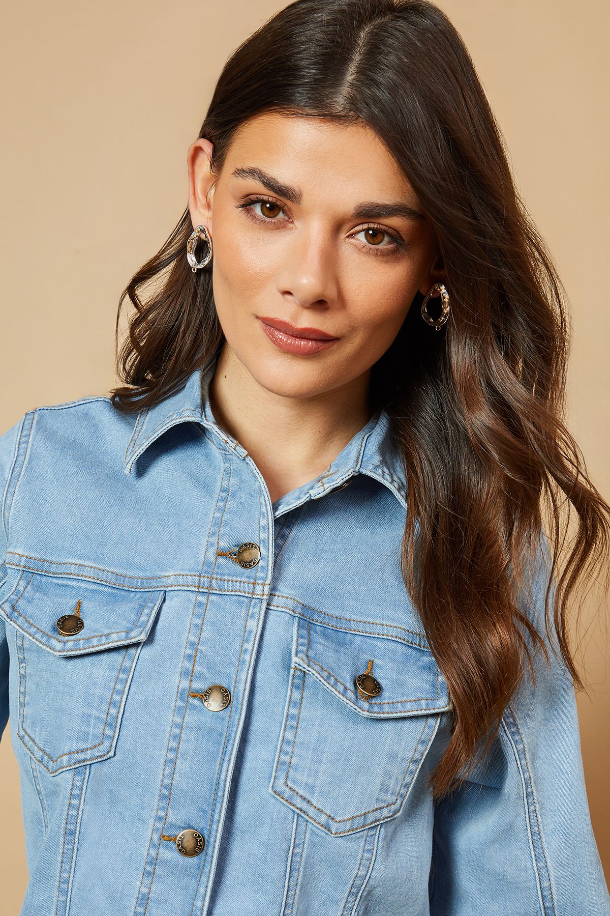 Oasis Long Sleeve Fitted Denim Mini Dress Light Wash image 4