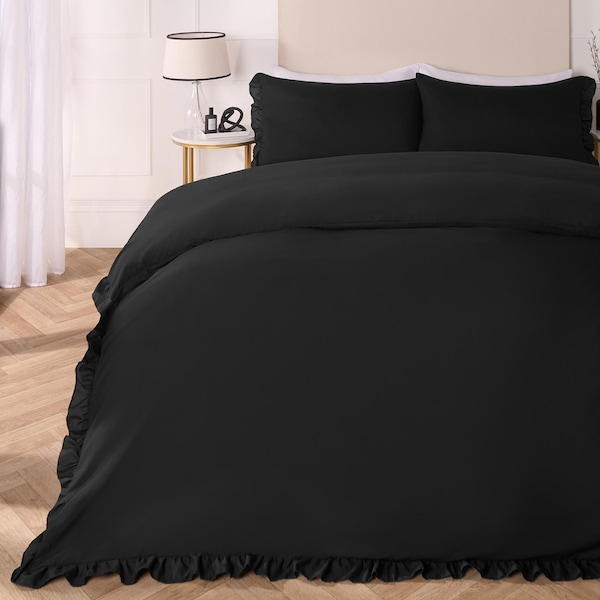 OHS Frill Edge Decor Duvet Cover with Pillowcase Bedding Set