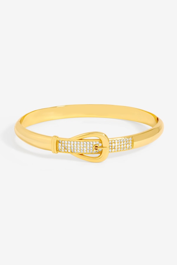 Jon Richard 18K Gold Plated and Pave Buckle Bangle