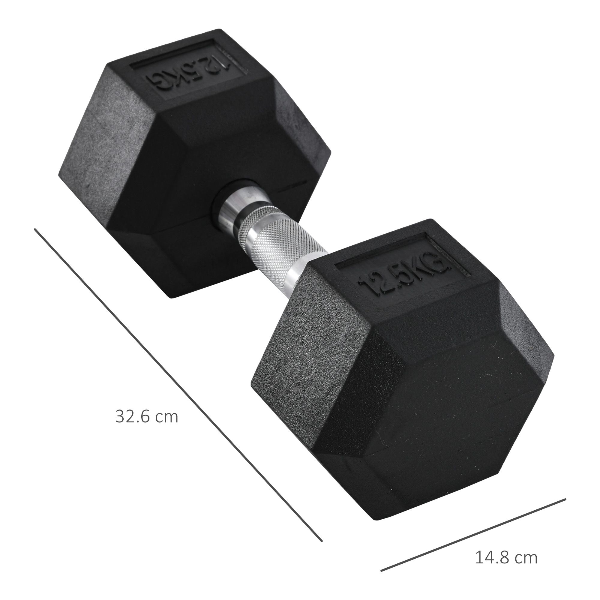 HOMCOM 12.5KG Single Rubber Hex Dumbbell Portable Hand Weights for Home Gym image 3