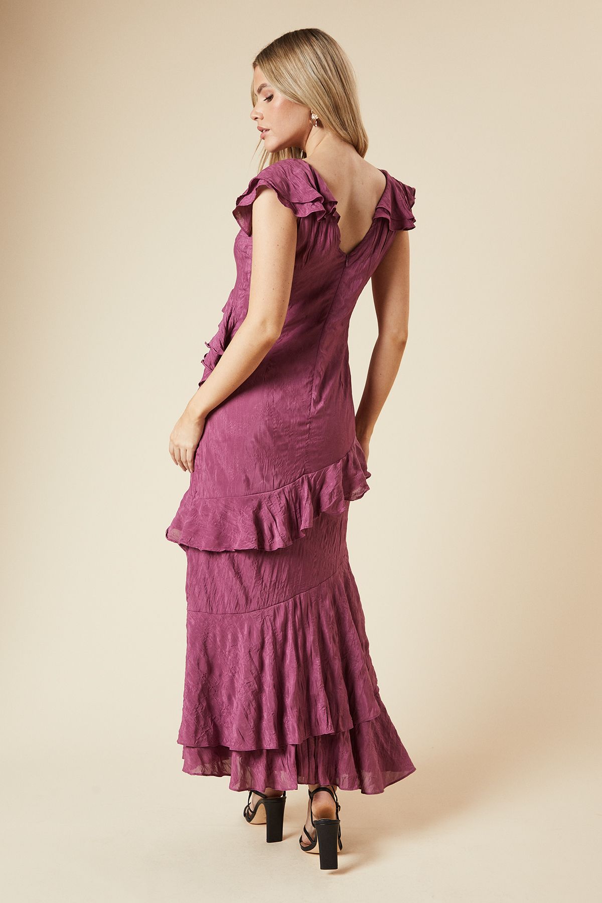 Dorothy Perkins DP Luxe Textured Sleeveless Ruffle Midi Dress Rose image 3