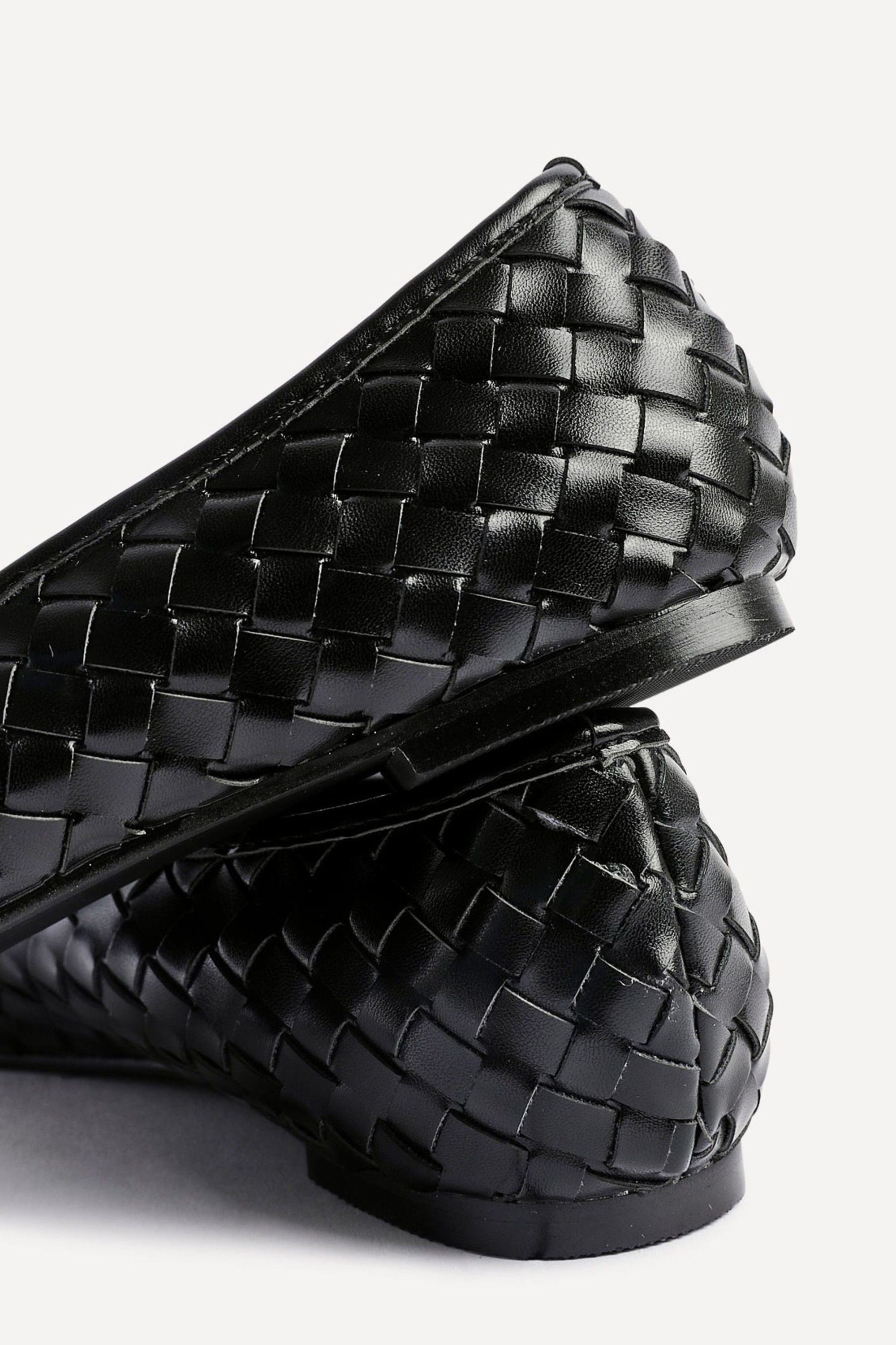 Linzi Talina Black Faux Leather Woven Pointed Toe Ballet Flats image 5