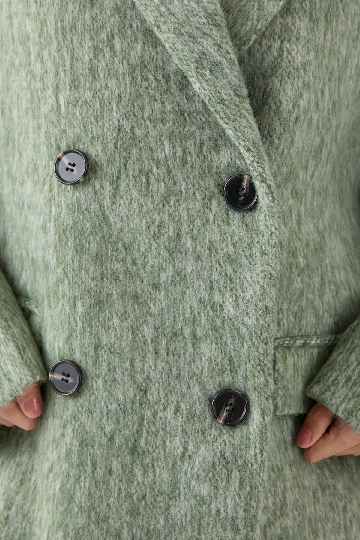 MissPap Wool Look Structured Shoulder Coat Olive image 5