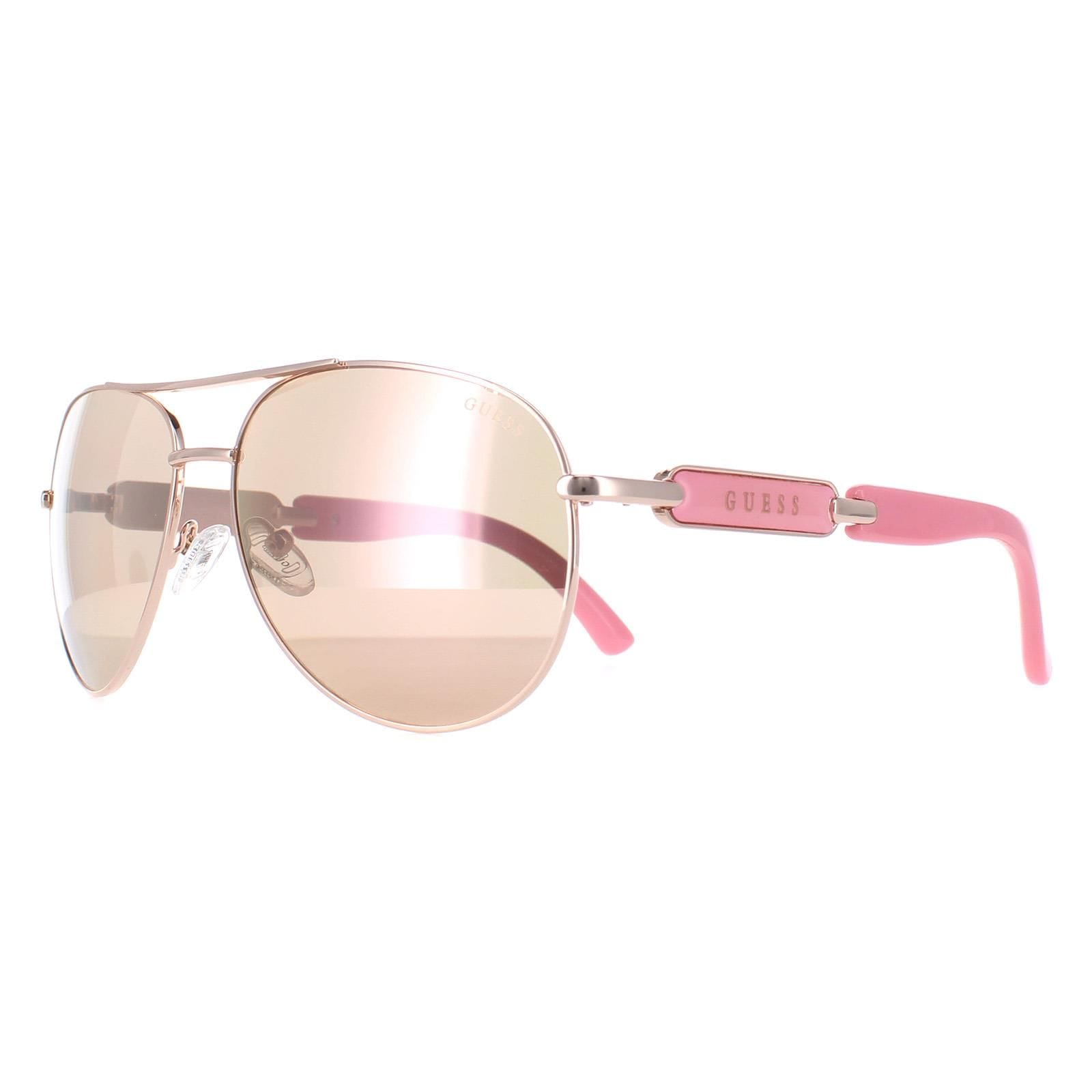 Guess Aviator Shiny Rose Gold Brown Mirror GU7295 image 2