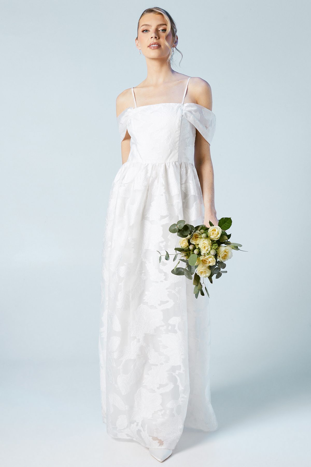 Coast Bardot Organza Jacquard Full Skirted Wedding Dress Ivory image 2