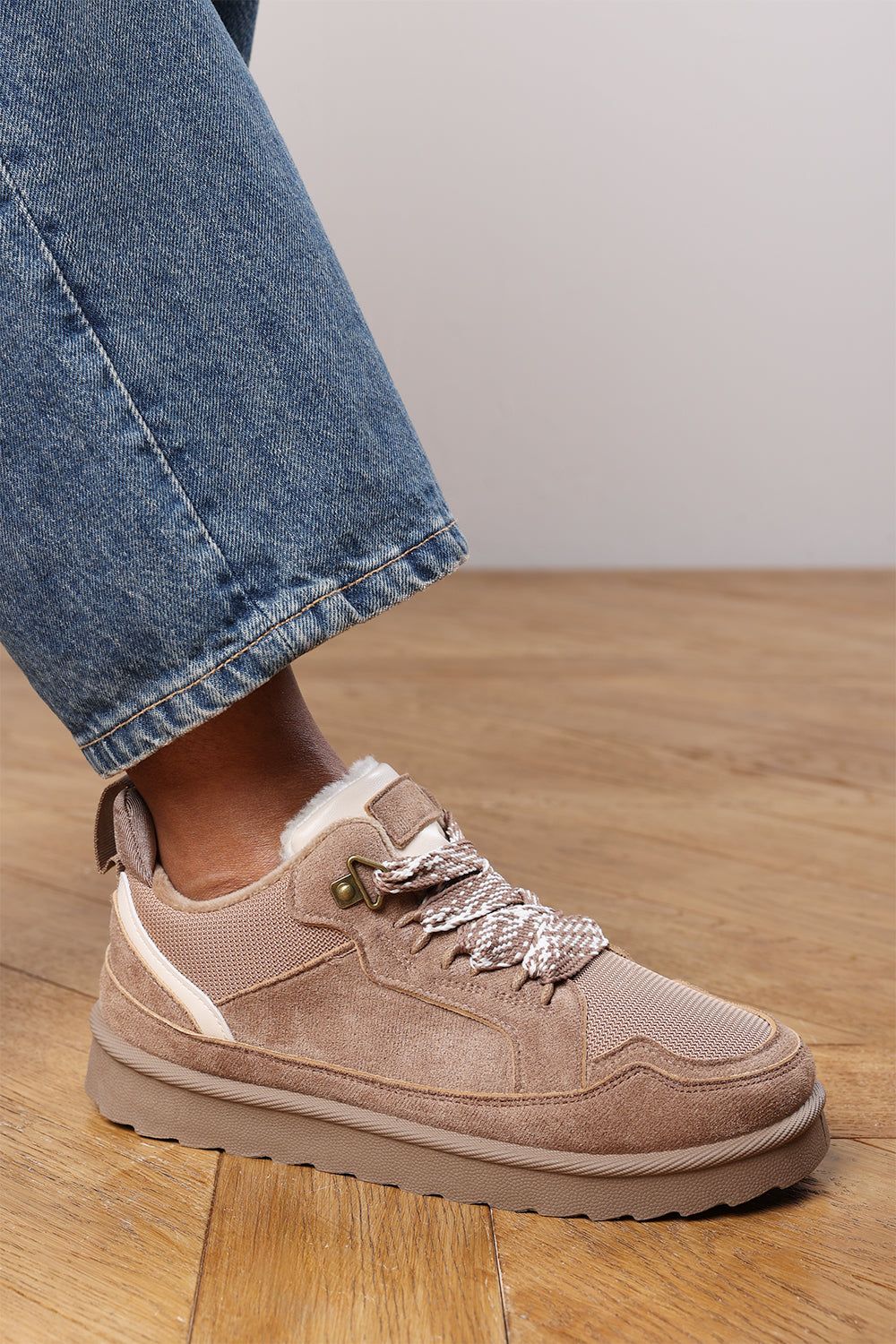 Where's That From 'Darcy' Suede Lace-Up Trainers with Chunky Sole and Mesh Panel image 1