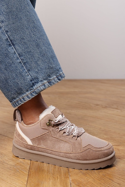 Where's That From 'Darcy' Suede Lace-Up Trainers with Chunky Sole and Mesh Panel