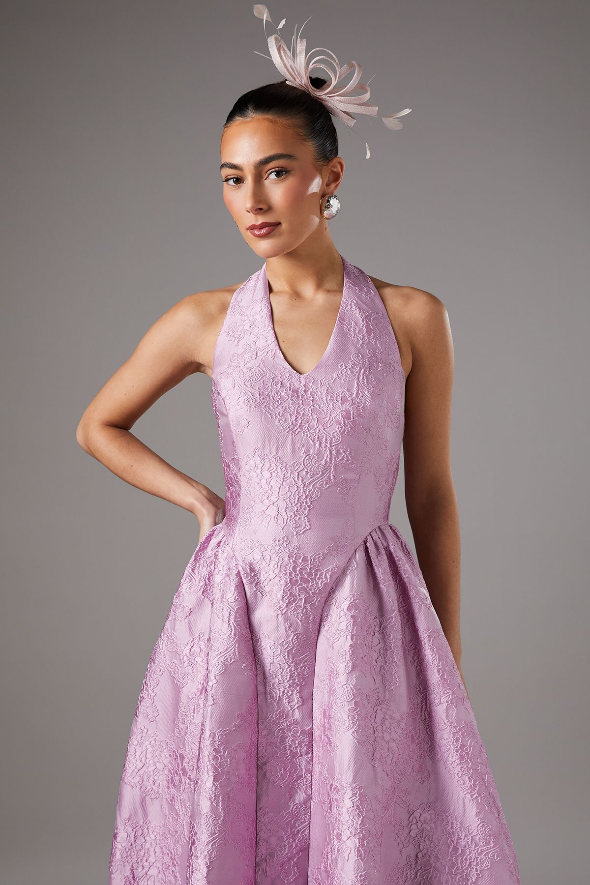 Coast Halter Jacquard Drop Princess Waist Dress Lilac image 2