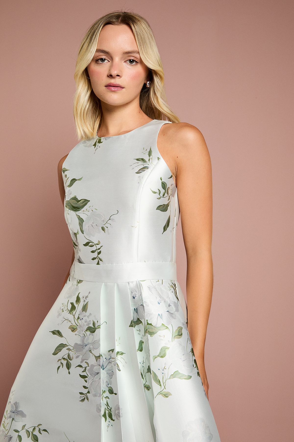 Coast Teen Coast Printed Twill Waterfall Bridesmaid Dress Sage image 4