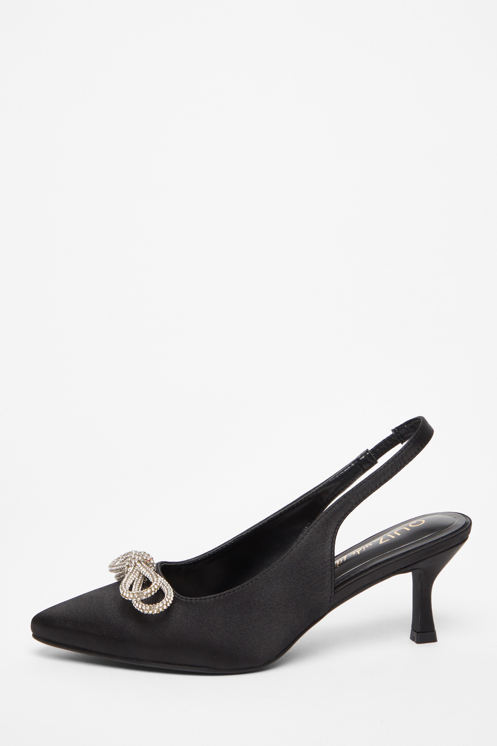 Quiz Black Wide Fit Slingback Court Heels image 3