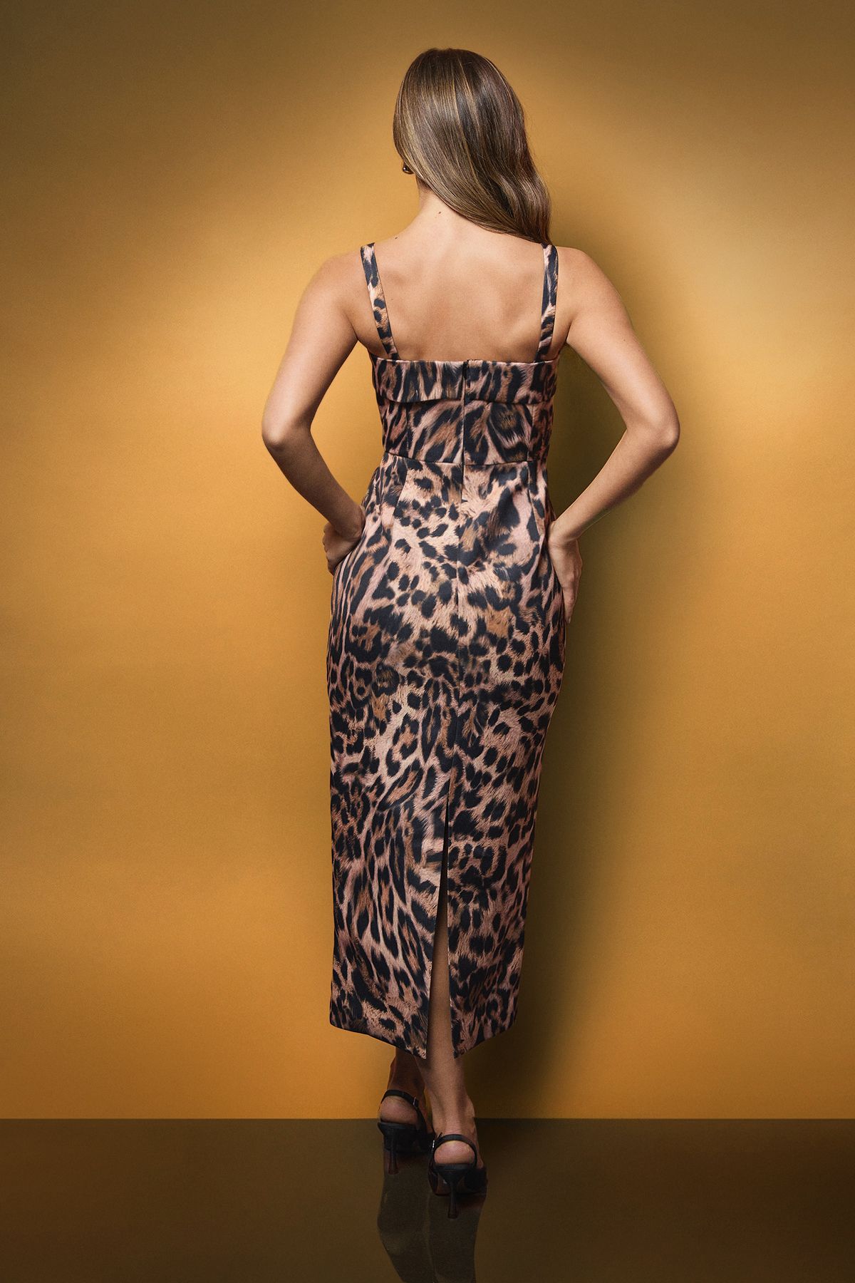 Coast Coast Muse Strappy Leopard Printed Satin Midaxi Dress Leopard image 3