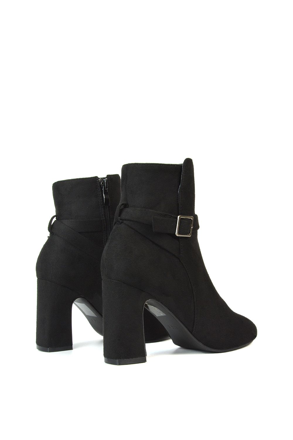 XY London 'Mary' Block Mid High Heel Shoe Booties With Buckle Strap image 5