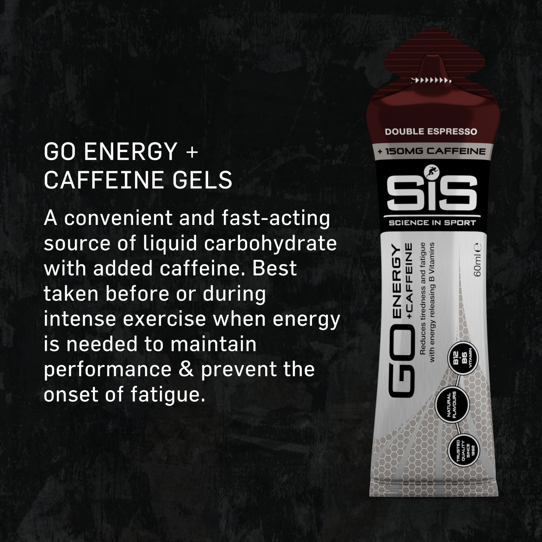 Science in Sport GO Energy +Caffeine 60ml Gel - Double Espresso - 6 Pack image 3