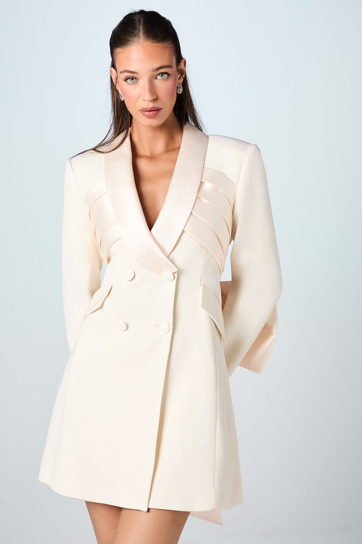 Coast Pleat Detail Tuxedo Blazer Wedding Dress Ivory