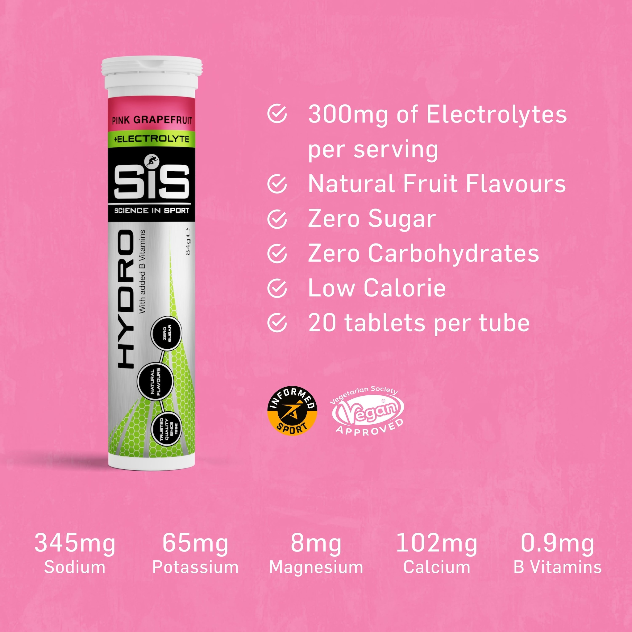 Science in Sport Science in Sport | Hydro Tablets + Electrolytes | Pink Grapefruit Flavour | 20 Tablets image 3