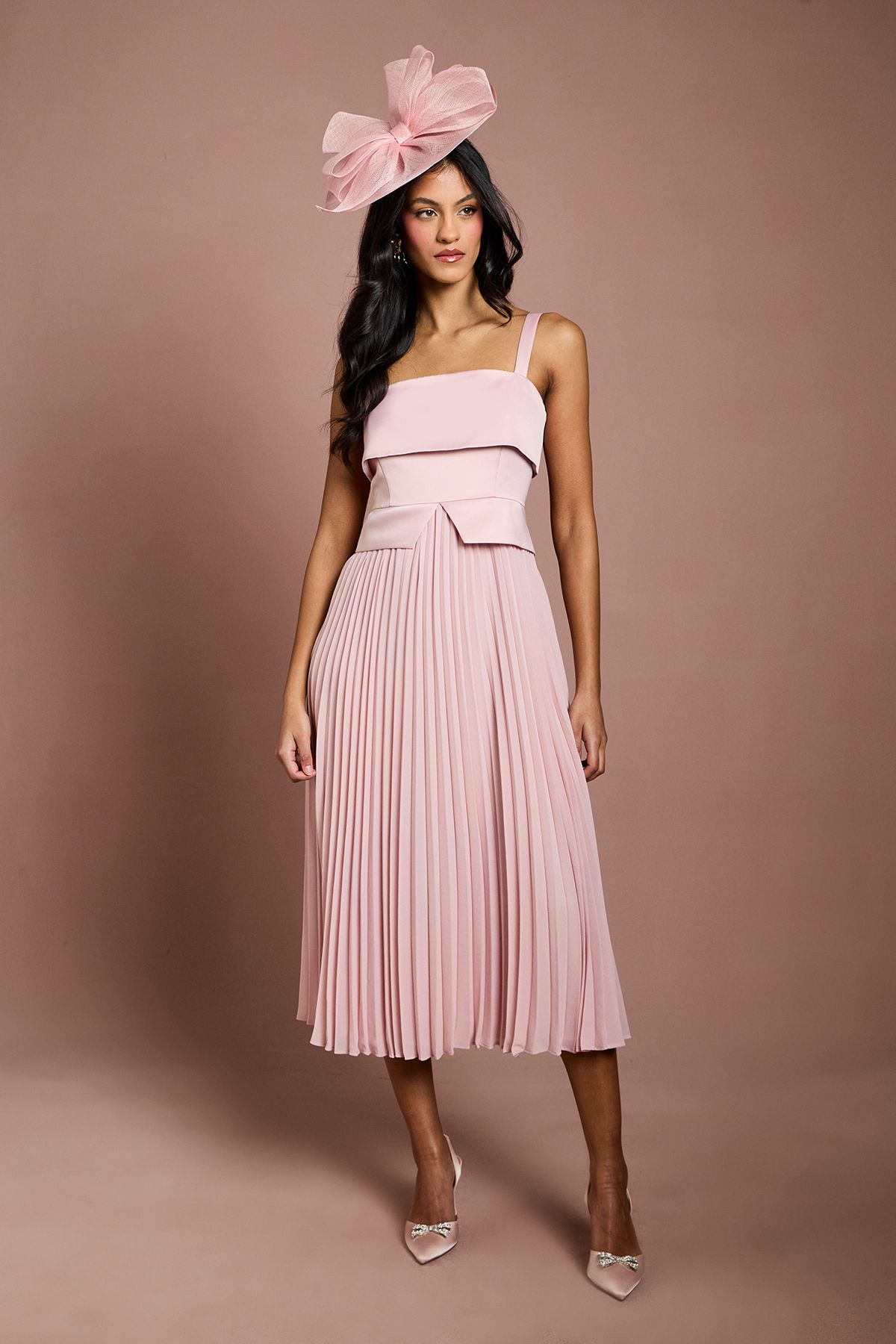 Coast Petite Square Neck Midi Dress Blush