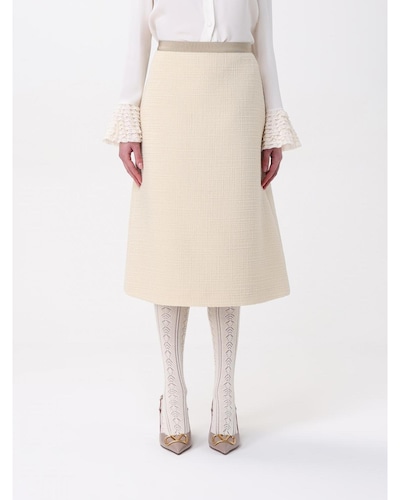 Valentino ALine Tweed Skirt Wo - Beige