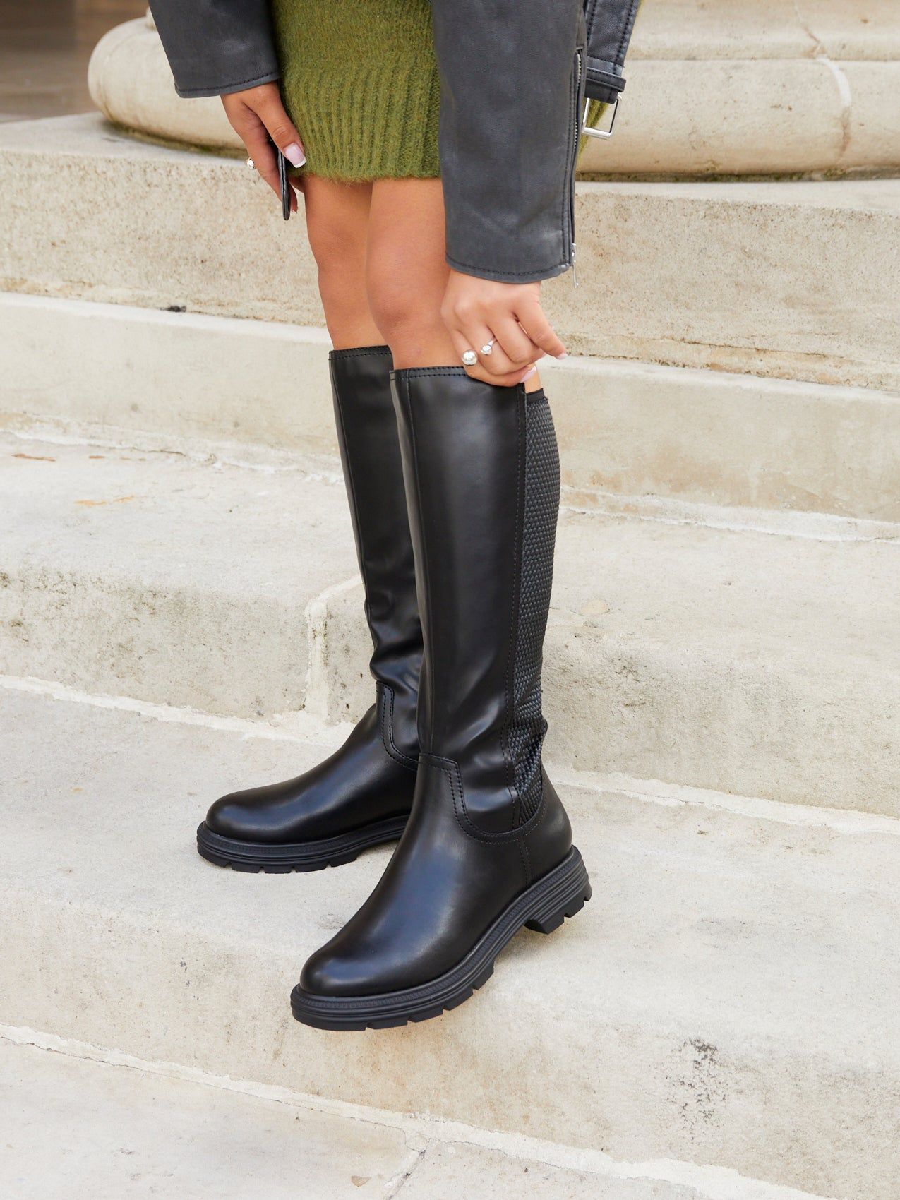 Linzi Atlas Black Faux Leather Classic Riding Boot image 6