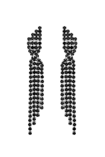 Jon Richard Rhodium Plated Statement Twisted Jet Earrings