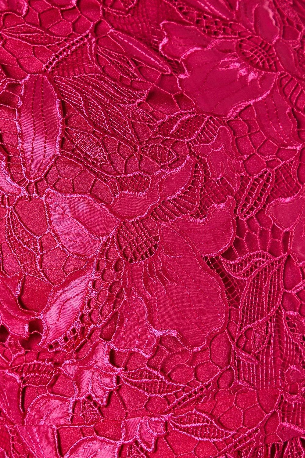 Coast Premium Floral Satin Lace Midi Dress Magenta Pink image 5