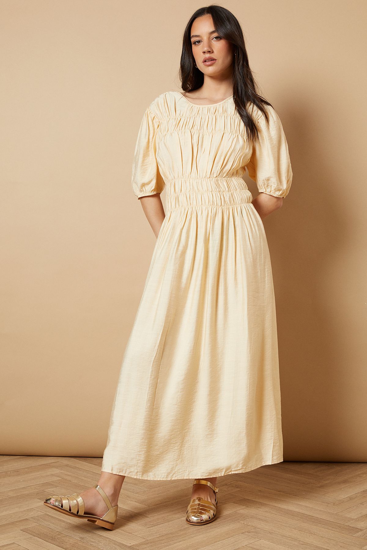 Oasis Davonna Faux Metallic Leather Fisherman Shoes Gold image 2