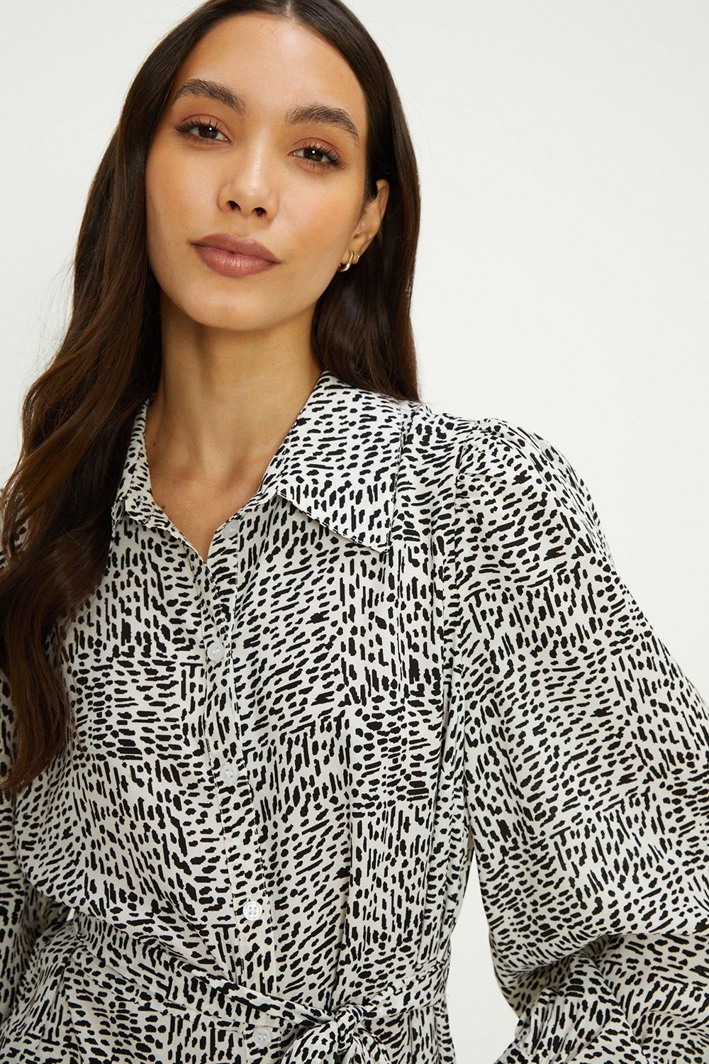 Oasis Mono Abstract Tie Midi Shirt Dress Mono image 2