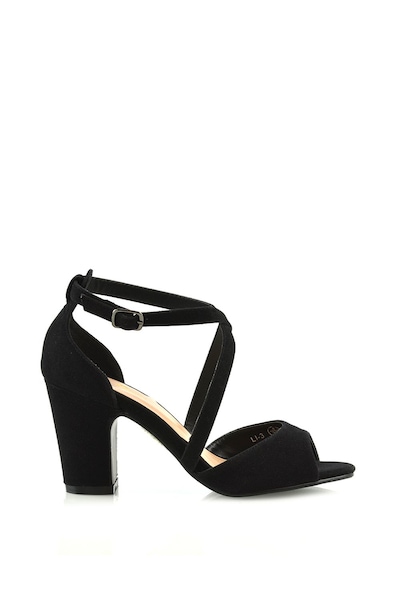 XY London 'Alice' Strappy Peep Toe Mid Block High Heel Sandal Shoes